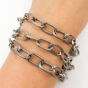 Oxidized Sterling Silver Textured Oval Chain
